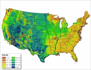 Map of soil pH in US